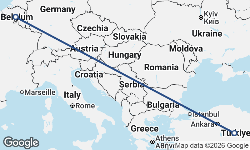 Belgium to Turkey