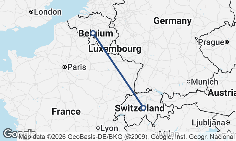 Belgium to Switzerland