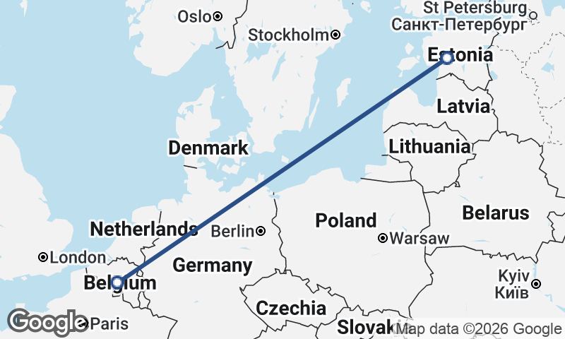 Belgium to Estonia