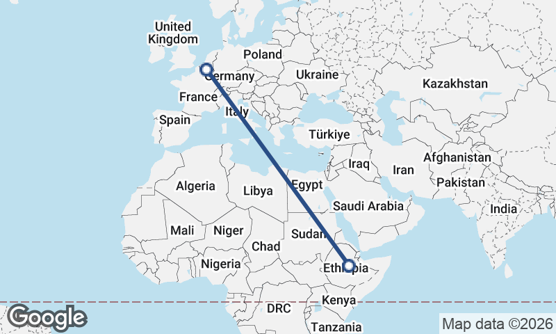 Belgium to Ethiopia
