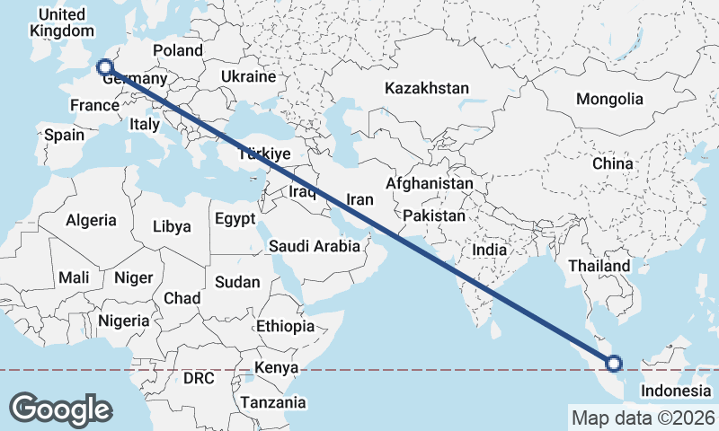 Brussels to Singapore