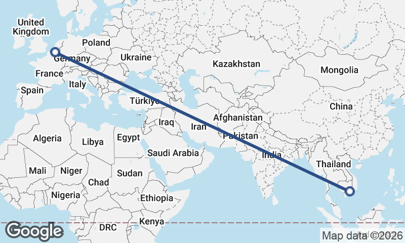 Brussels to Ho Chi Minh City