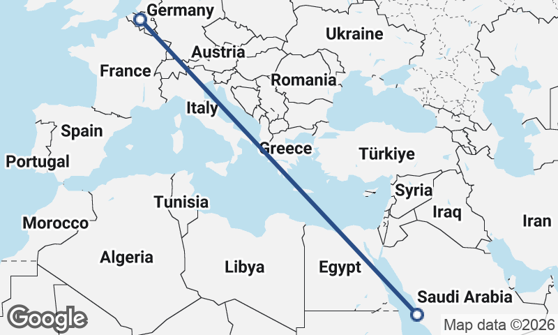 Brussels to Jeddah