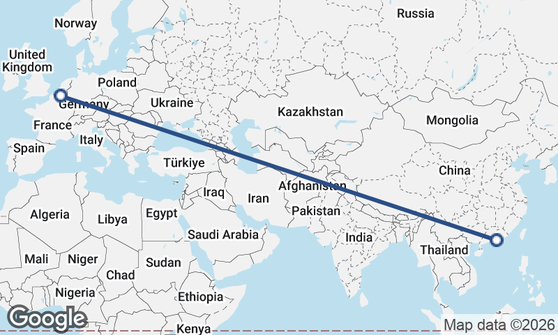 Brussels to Hong Kong