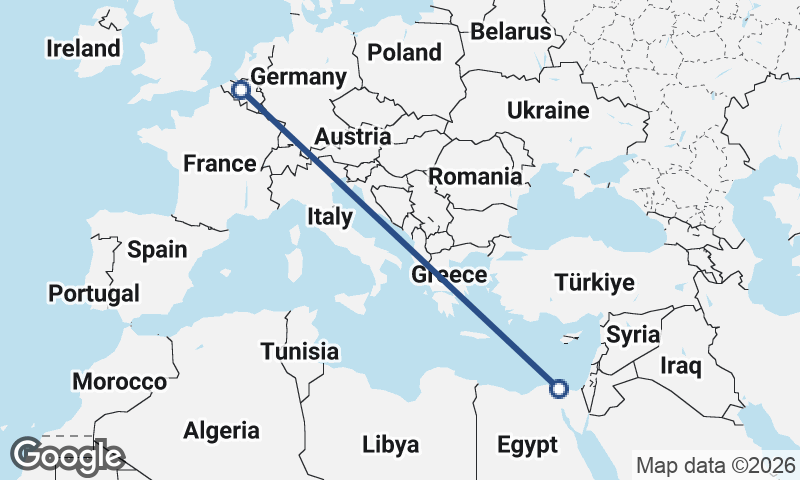 Brussels to Port Said