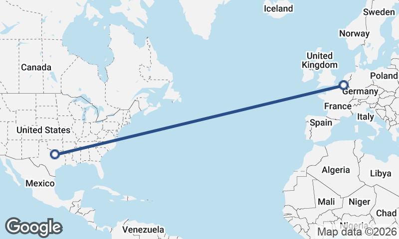 Brussels to Fort Worth