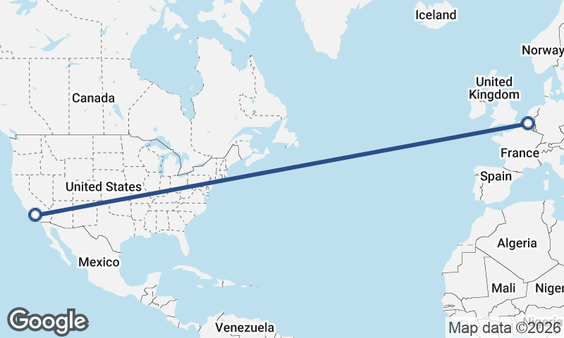 Brussels to Los Angeles