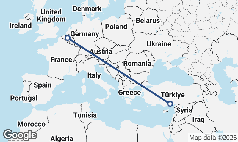 Brussels to Mersin