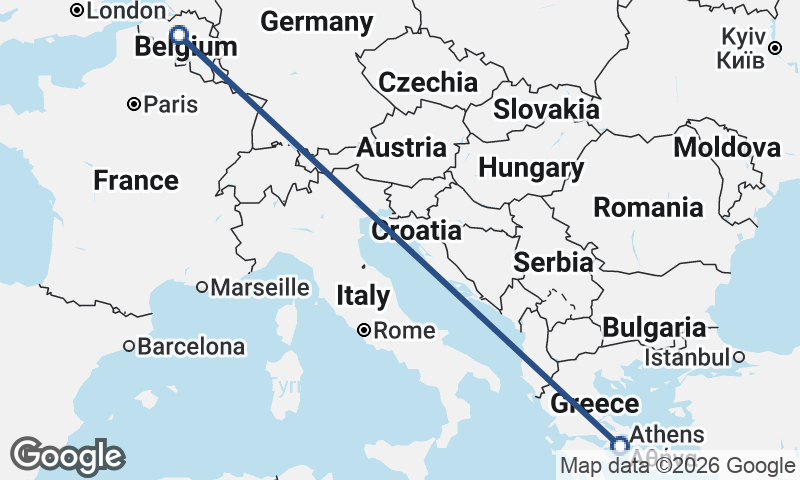 Brussels to Athens