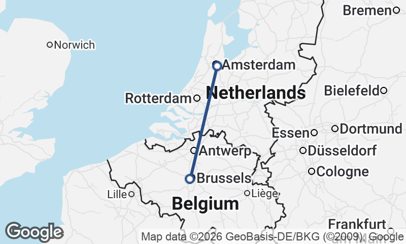 Brussels to Amsterdam