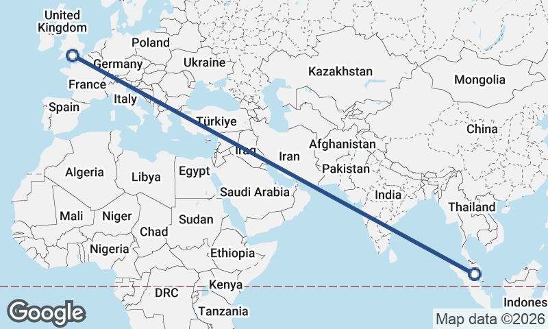 Southampton to Kuala Lumpur