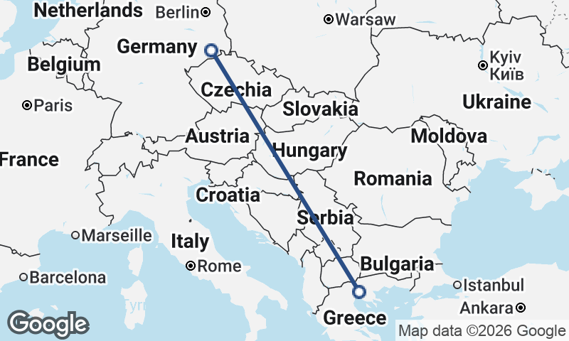 Dresden to Thessaloníki