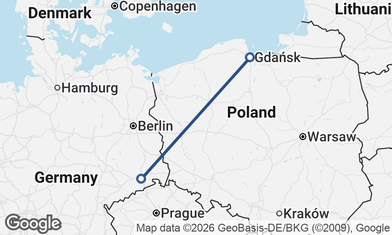 Dresden to Gdańsk