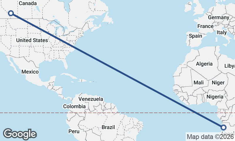 Calgary to Luanda