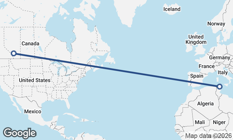 Calgary to Tunis