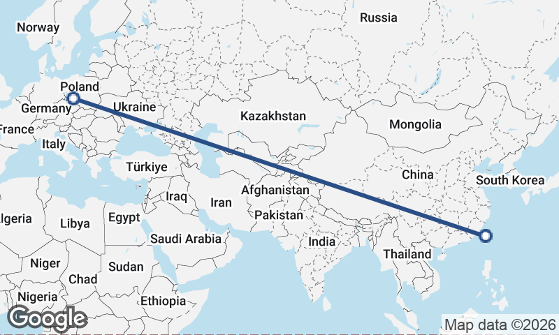 Wrocław to Taichung