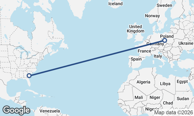 Wrocław to Savannah