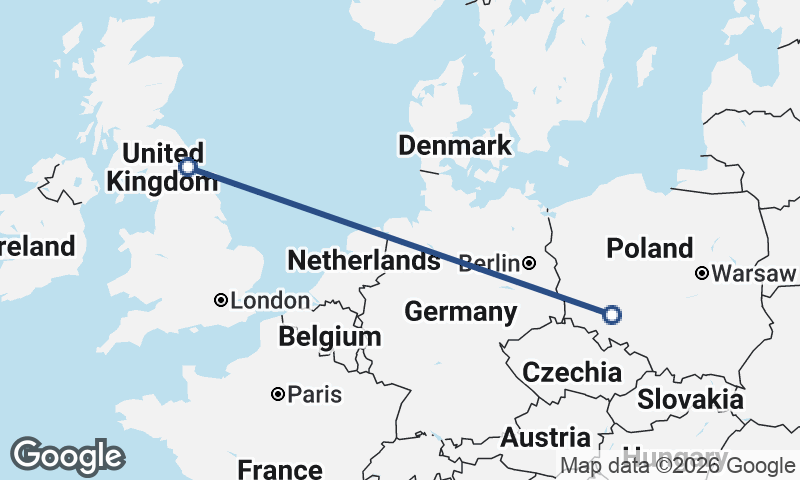 Wrocław to Newcastle upon Tyne