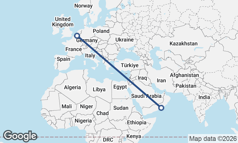 Antwerp to Şalālah