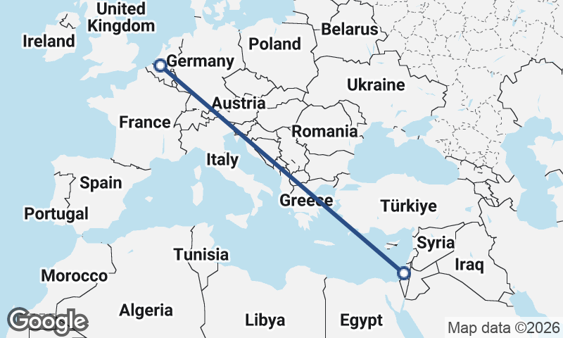 Antwerp to Tel Aviv-Yafo