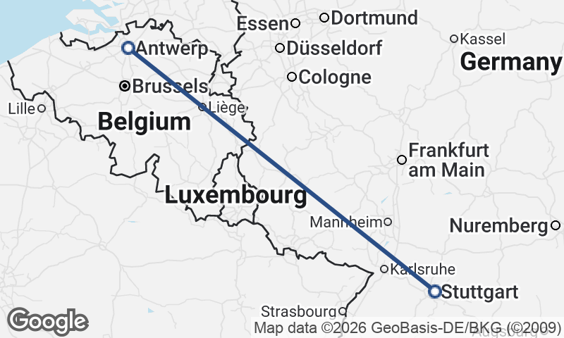 Antwerp to Stuttgart