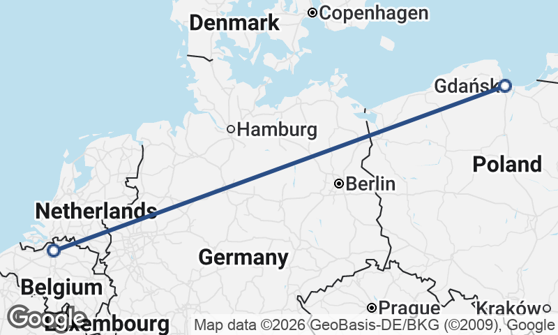 Antwerp to Gdańsk