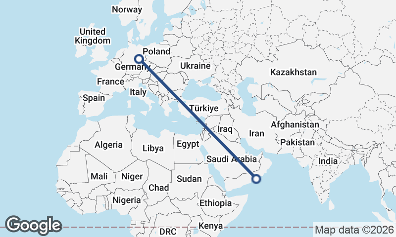 Leipzig to Şalālah