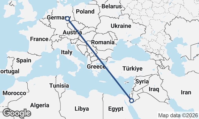 Leipzig to Al ‘Aqabah