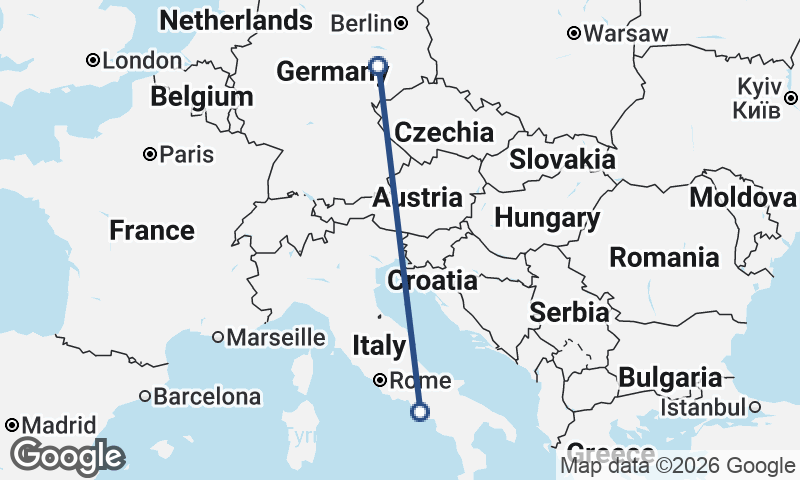 Leipzig to Naples