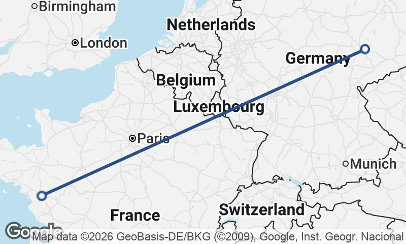 Leipzig to Nantes