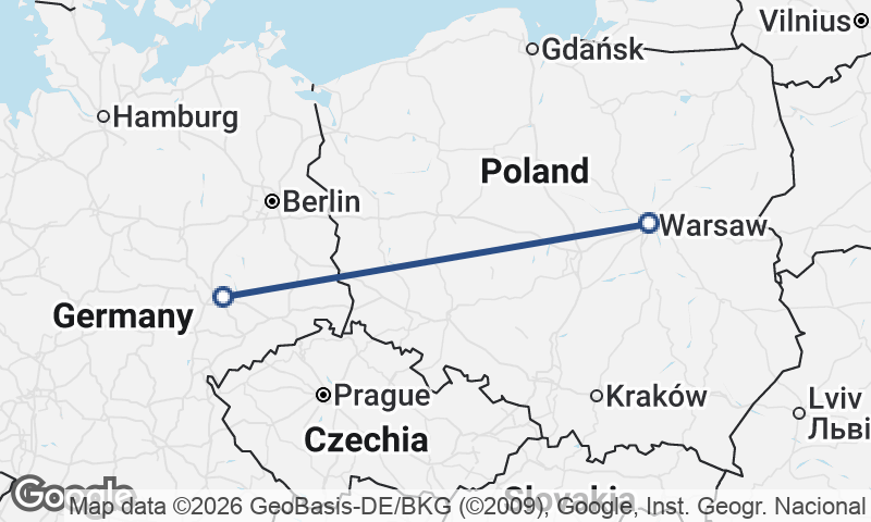 Leipzig to Warsaw