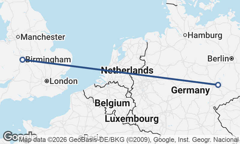 Leipzig to Birmingham