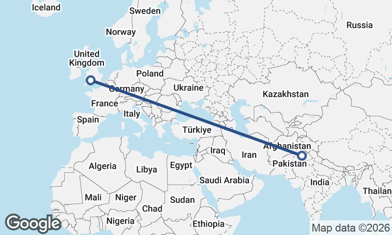 Bristol to Faisalabad