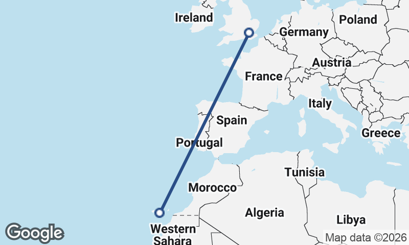 London to Las Palmas de Gran Canaria