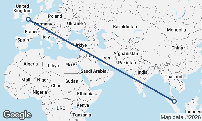 London to Kuala Lumpur