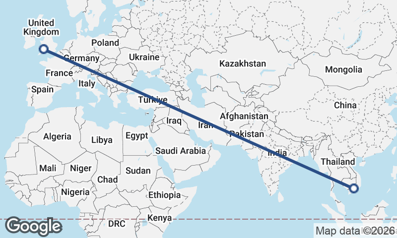 Cardiff to Ho Chi Minh City