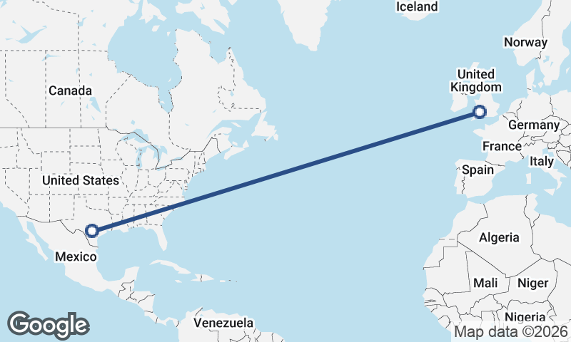 Cardiff to San Antonio