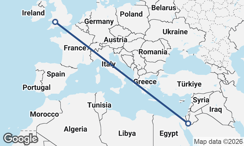 Cardiff to Al ‘Aqabah