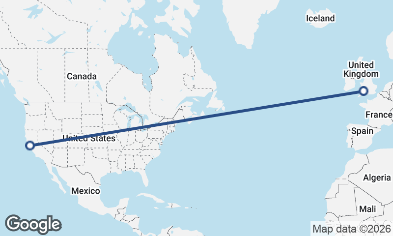 Cardiff to San Francisco