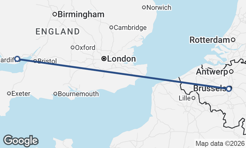 Cardiff to Brussels