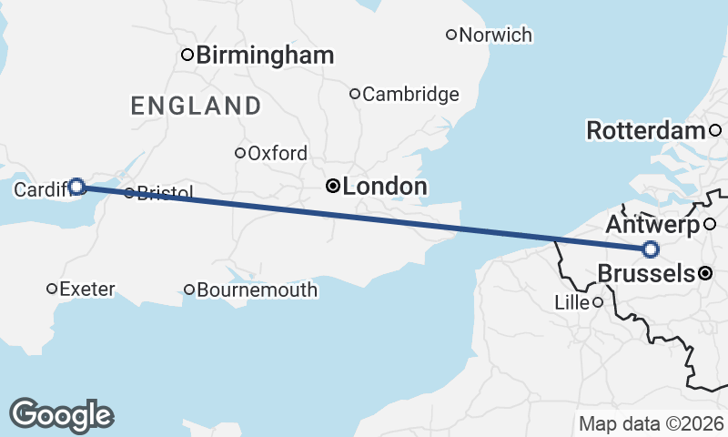 Cardiff to Ghent
