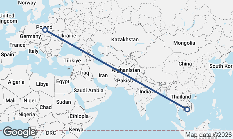 Poland to Cambodia