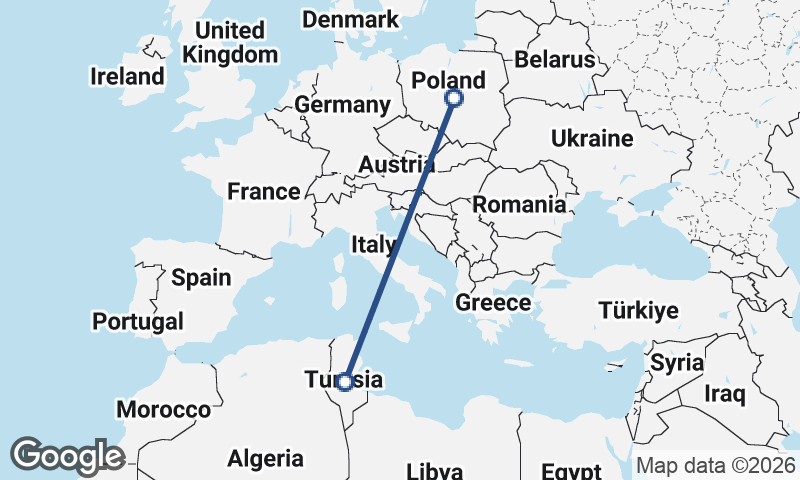 Poland to Tunisia