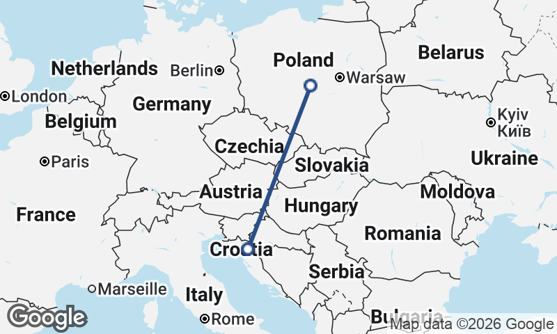 Poland to Croatia