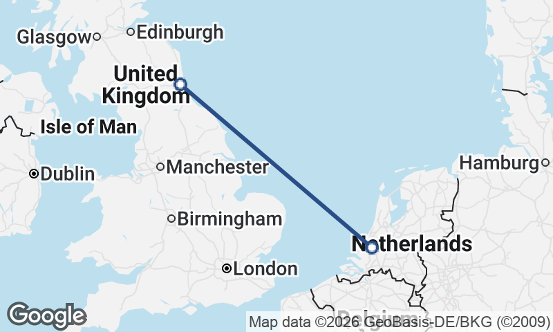 Rotterdam to Newcastle upon Tyne