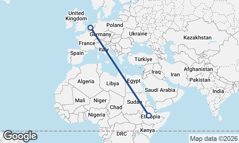 Rotterdam to Addis Ababa