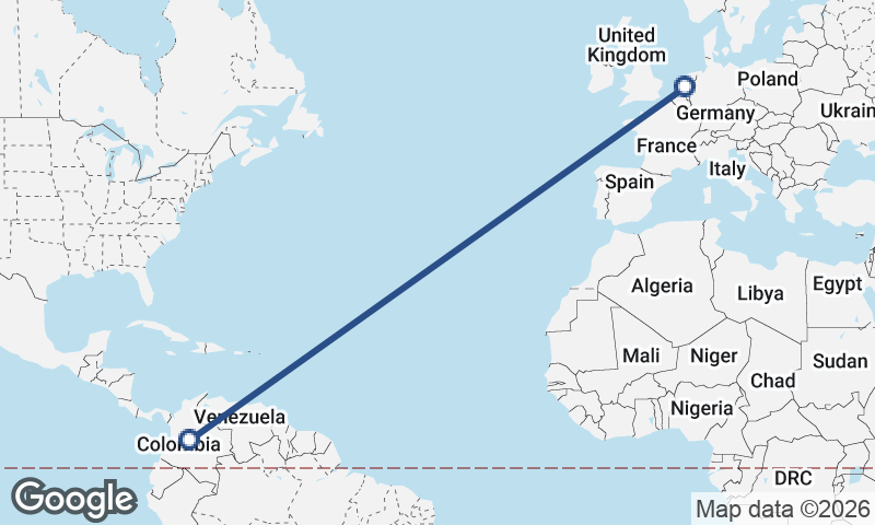 Netherlands to Colombia