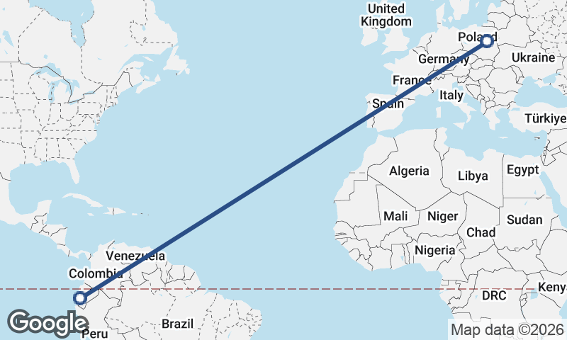 Warsaw to Guayaquil