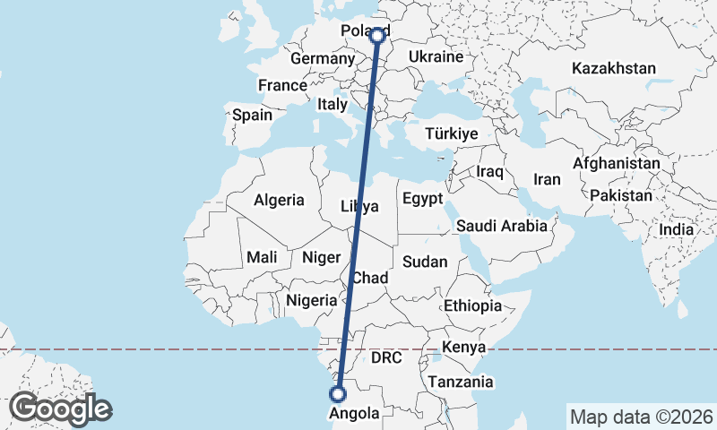 Warsaw to Luanda
