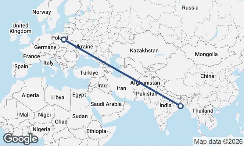 Warsaw to Kolkata